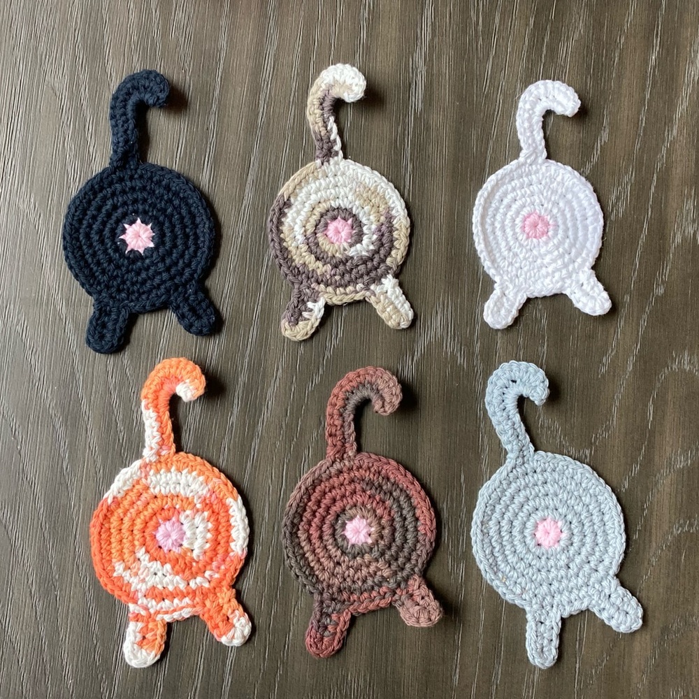 Crocheted Cat Butt Coasters